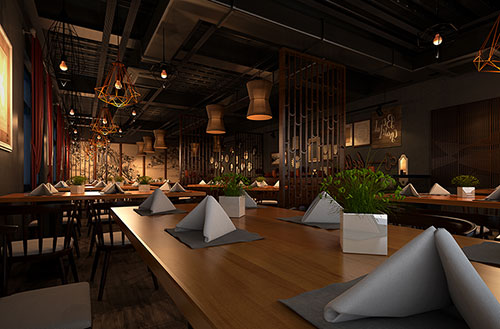 哈密简约大气中式风格餐厅设计装修效果图